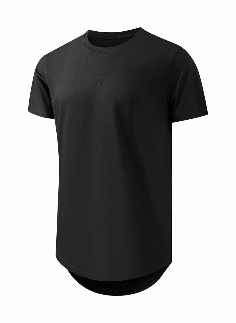 JMIERR Men's 3 Pack Cotton Hipster Hip Hop Longline Crewneck T-Shirt, Short Sleeve Gym Workout Athletic T Shirts for Men Pack,XL, Black/White/Light Grey - Image 2
