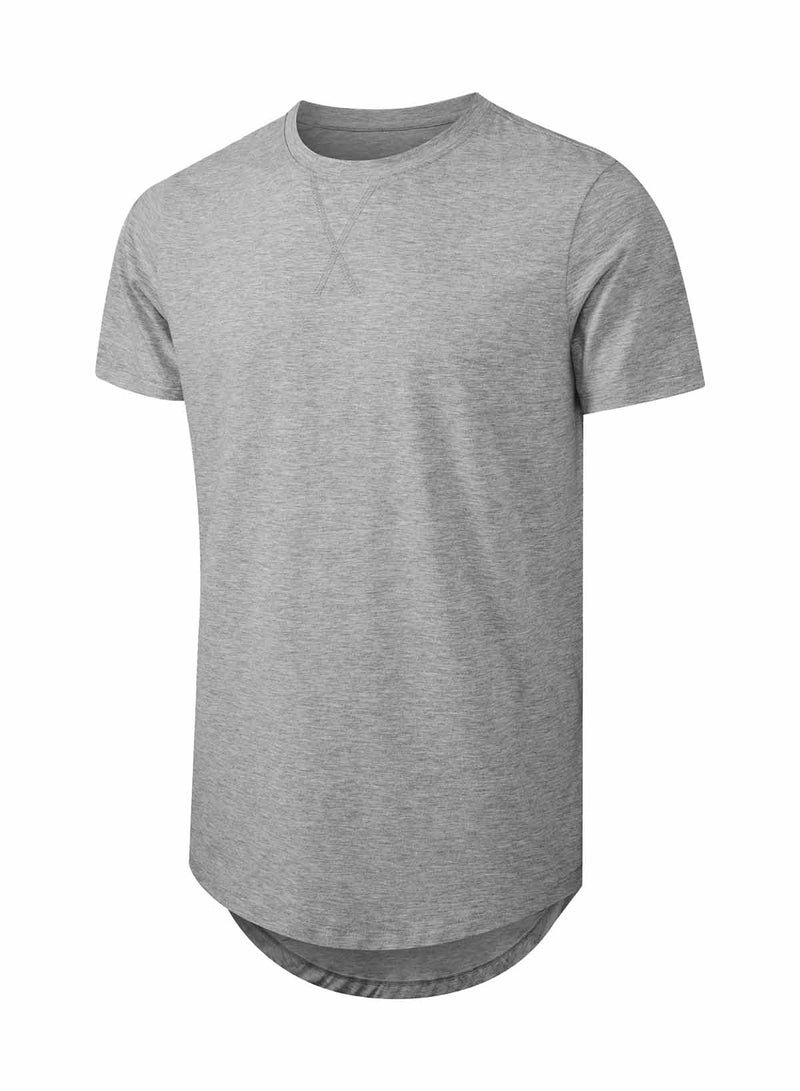 JMIERR Men's 3 Pack Cotton Hipster Hip Hop Longline Crewneck T-Shirt, Short Sleeve Gym Workout Athletic T Shirts for Men Pack,XL, Black/White/Light Grey - Image 4