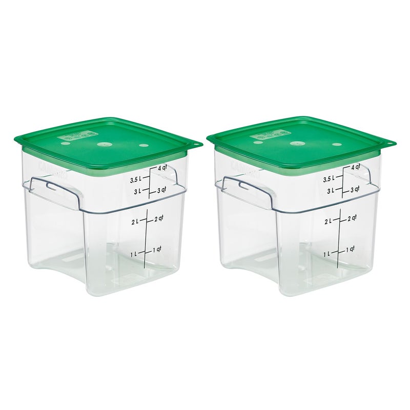 Cambro 4 QT (Quart) Food Storage Container with Lid (2 Pack) - FreshPro Series (Clear) - Image 1