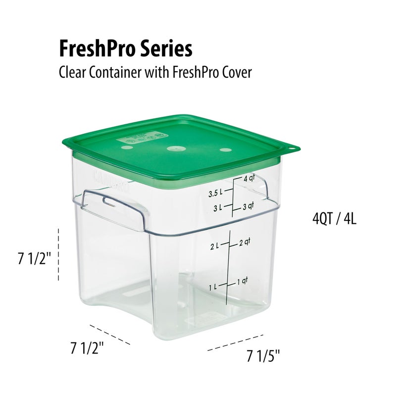 Cambro 4 QT (Quart) Food Storage Container with Lid (2 Pack) - FreshPro Series (Clear) - Image 2
