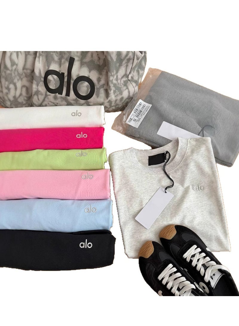 Alo loose-fitting T-shirt for both men and women, summer short-sleeved - Image 2