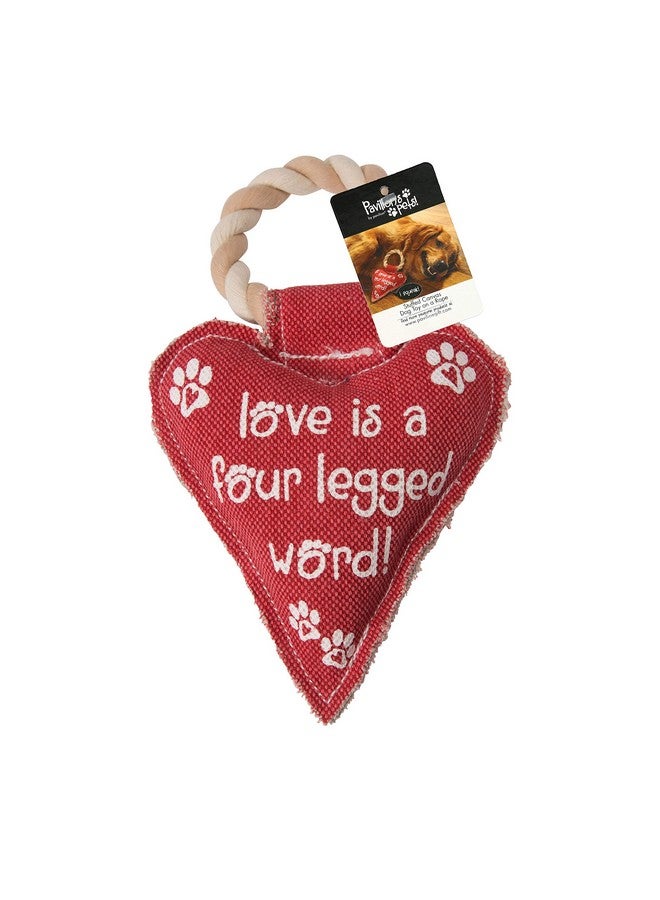 Pavilion Gift Company Pavilion Gift Company 45611 Pavilion's Pets-Red Heart Shaped Canvas and Rope Dog Squeaky Toy-Love is a Four Legged Word  - Image 5