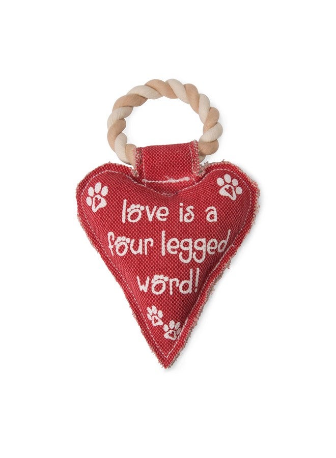 Pavilion Gift Company Pavilion Gift Company 45611 Pavilion's Pets-Red Heart Shaped Canvas and Rope Dog Squeaky Toy-Love is a Four Legged Word  - Image 1
