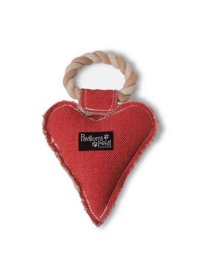 Pavilion Gift Company Pavilion Gift Company 45611 Pavilion's Pets-Red Heart Shaped Canvas and Rope Dog Squeaky Toy-Love is a Four Legged Word  - Image 3