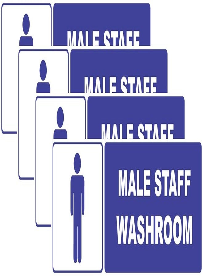 VAAIMAI Male Staff Washroom Foam Board Sticker Sign Board 12X4 Inch Vinyl UV Laminated Waterproof Blue, Pack of 4 - Image 1