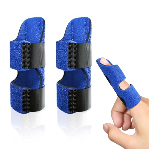 Massmot 2PCS Finger Splint Support for Pain, Adjustable Fingers Splint, Finger Straightener Stabilizer Brace for Broken, Strained, Swollen, Arthritis, Tendinitis (Blue) - Image 1