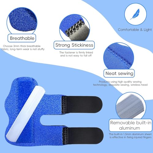 Massmot 2PCS Finger Splint Support for Pain, Adjustable Fingers Splint, Finger Straightener Stabilizer Brace for Broken, Strained, Swollen, Arthritis, Tendinitis (Blue) - Image 2