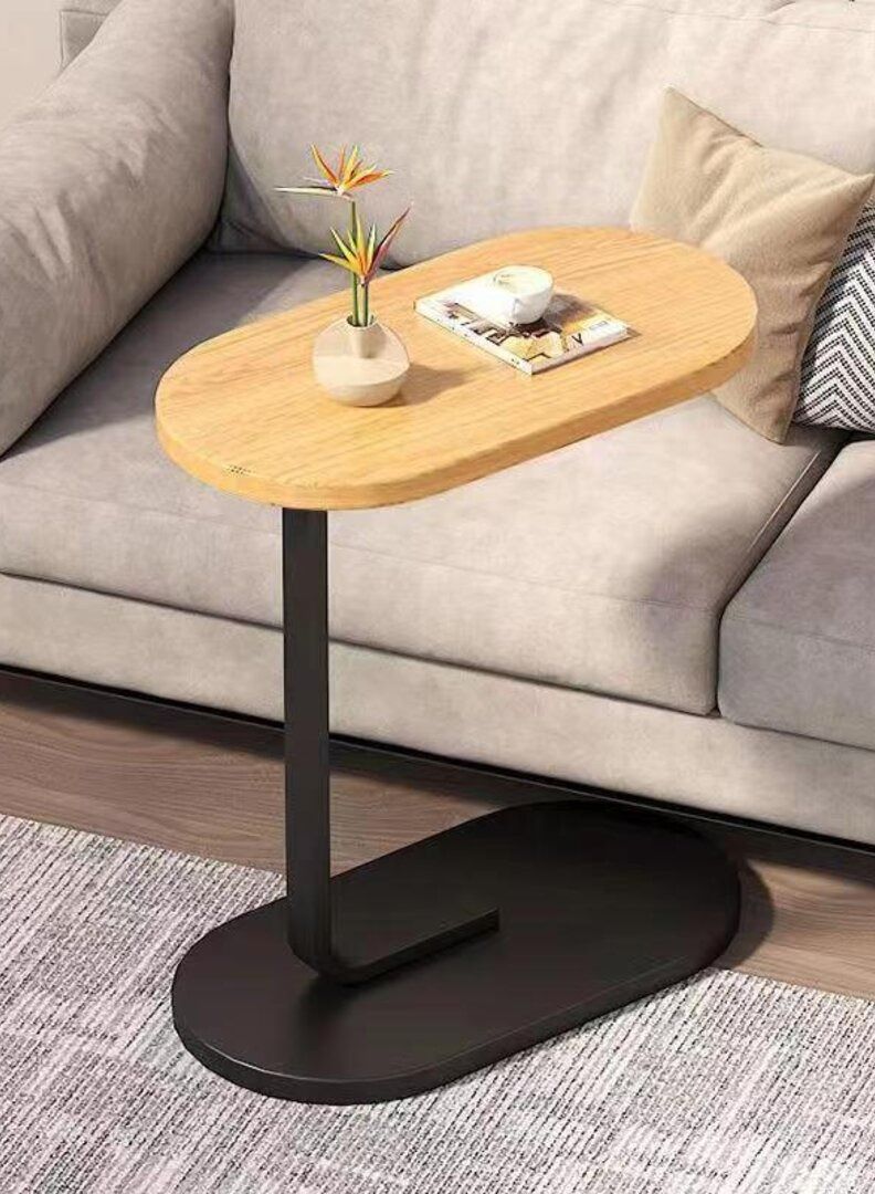 XiuWoo Easy Assembly Couch Table, C Shaped End Table, Sofa Side Table for Living Room Bedside Bathroom Office Laptop Snack Coffee Table, 45*30*63CM - Image 1