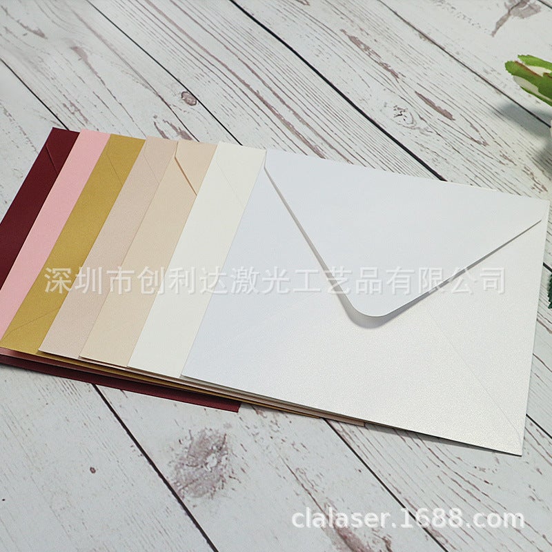 Western-Style Color Pearl Long Envelope Rsvp Card Small Envelope Pearl Paper Sulfuric Acid Paper Special Envelope - Image 2