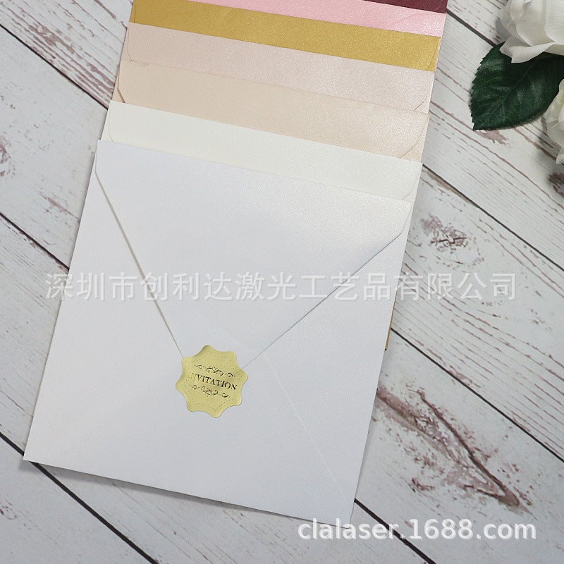 Western-Style Color Pearl Long Envelope Rsvp Card Small Envelope Pearl Paper Sulfuric Acid Paper Special Envelope - Image 3