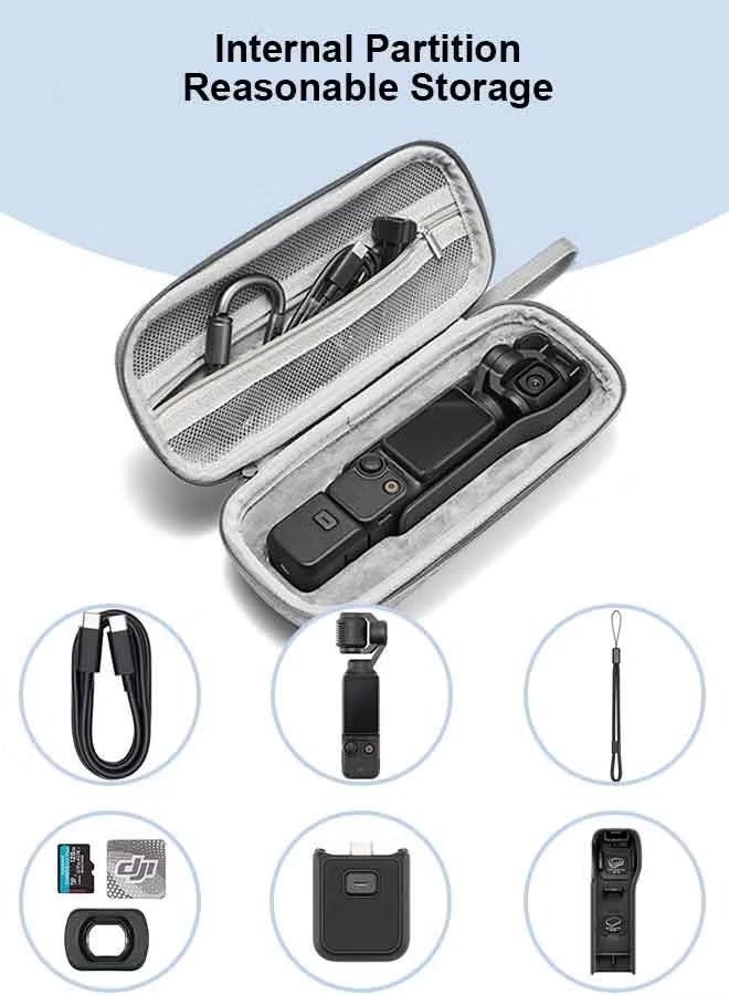 حقيبة حمل صلبة لكاميرا DJI Pocket 3، حقيبة تخزين واقية محمولة مزودة بجيب شبكي لكاميرا Osmo Pocket 3 وملحقاتها الصغيرة - Image 4