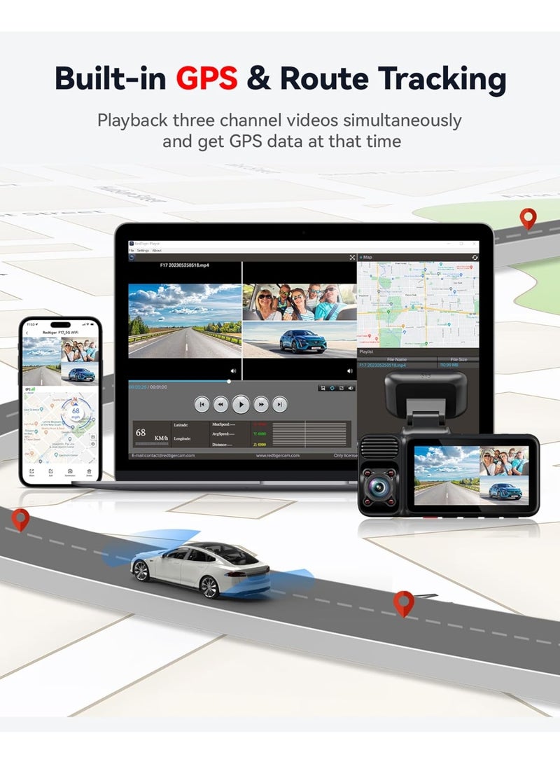 RedTiger F17 4K Dash Cam with 1080P Rear Camera & 5GHz Wi-Fi - Image 5
