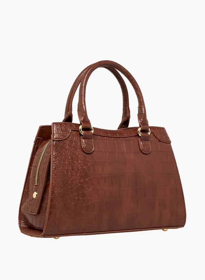 Flora Bella By Shoexpress Textured Tote Bag with Detachable Strap and Zip Closure