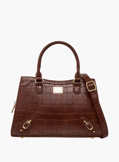 Flora Bella By Shoexpress Textured Tote Bag with Detachable Strap and Zip Closure