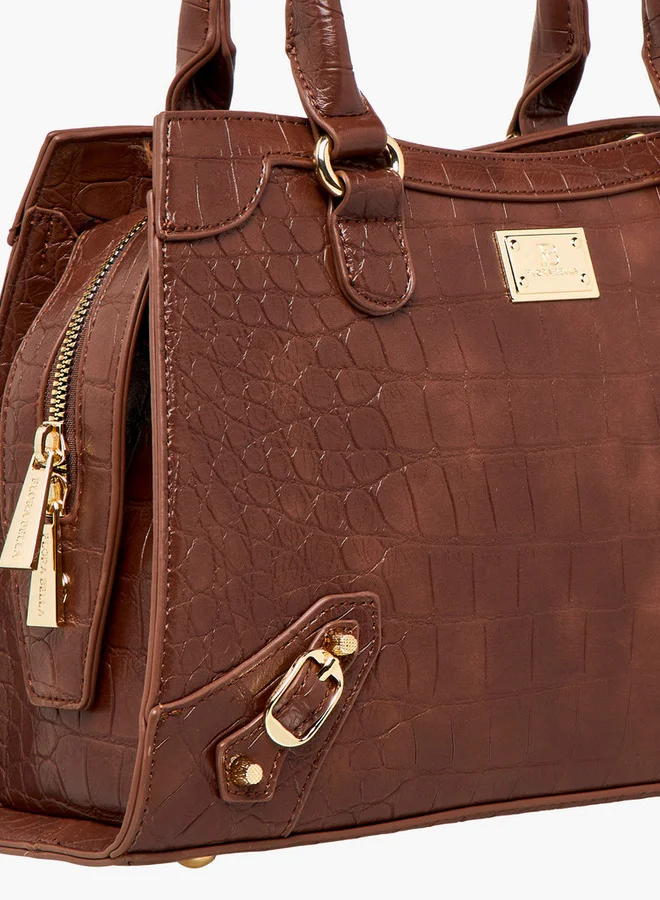 Flora Bella By Shoexpress Textured Tote Bag with Detachable Strap and Zip Closure