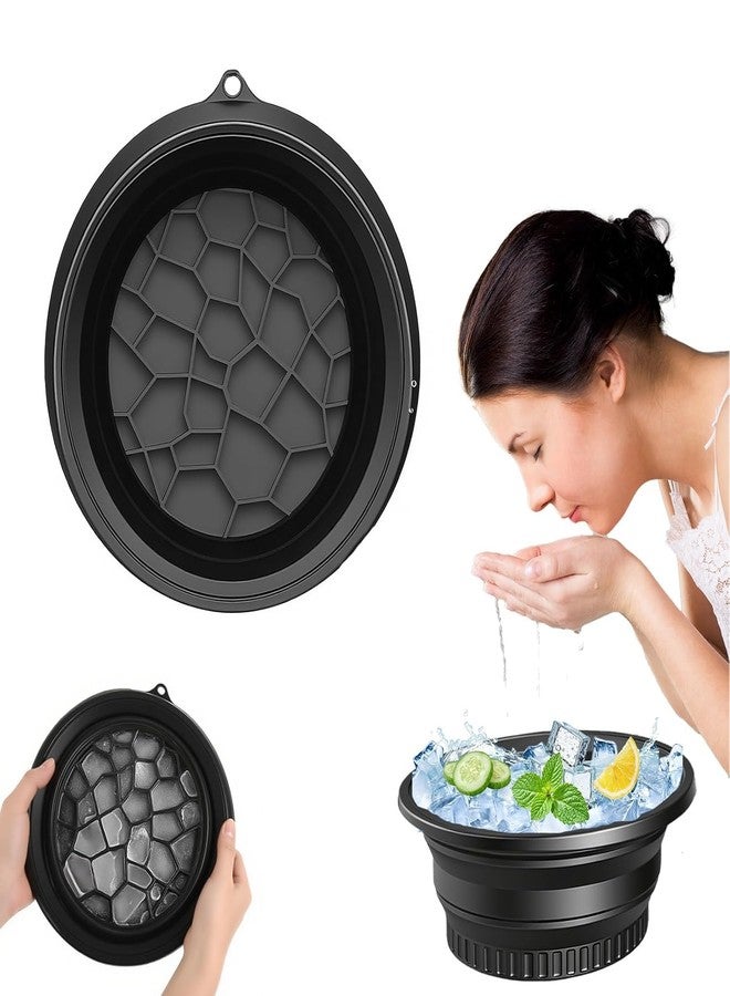 Face Bowl for Ice with Built-In Ice Tray,Facial Ice Bath Bowl, Portable Foldable Facial Plunge Bowl, Collapsible for Face Ice Bath Home & Travel (PACK OF 1) (1PIS+BLACK+FACE+BOWL)/340 - Image 1