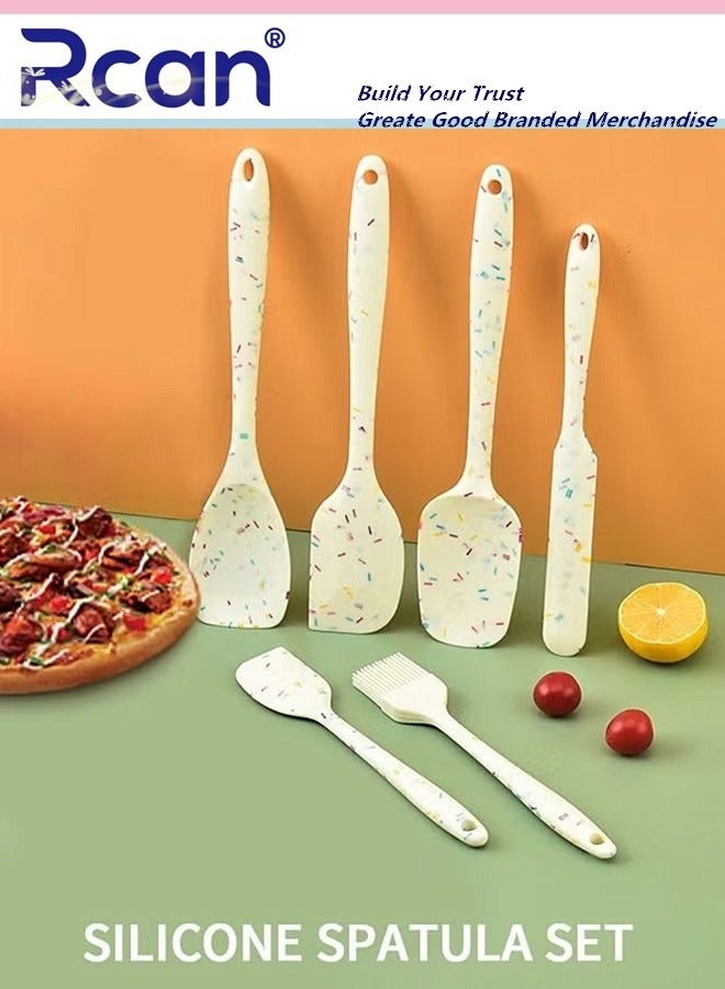 Rcan Silicone Spatula Set 6 Piece Heat Resistant Cake Cream Butter Spatulas BPA Free Kitchen Silicone Mixing Scraper Tool for Cooking and Baking for Non Stick - Image 1