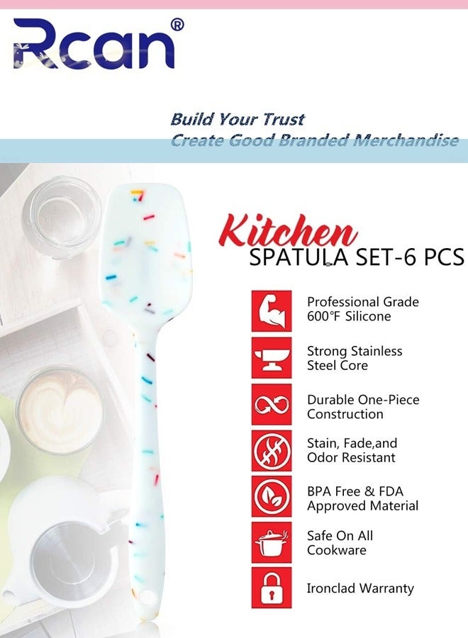 Rcan Silicone Spatula Set 6 Piece Heat Resistant Cake Cream Butter Spatulas BPA Free Kitchen Silicone Mixing Scraper Tool for Cooking and Baking for Non Stick - Image 4