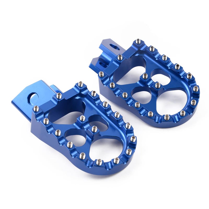 Wide CNC Motorcycle Foot Pegs Footrest Compatible with Yamaha PW50 1981-2019, PW80 1983-2017, TTR90 2000-2003, TW200 1987-2020 Blue
