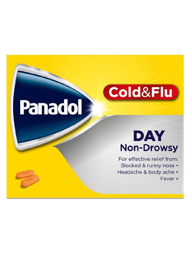 Panadol Cold & Flu Day – Non-Drowsy | 24 Caplets | Relief for Blocked Nose, Runny Nose, Headache, Body Ache & Fever - Image 1