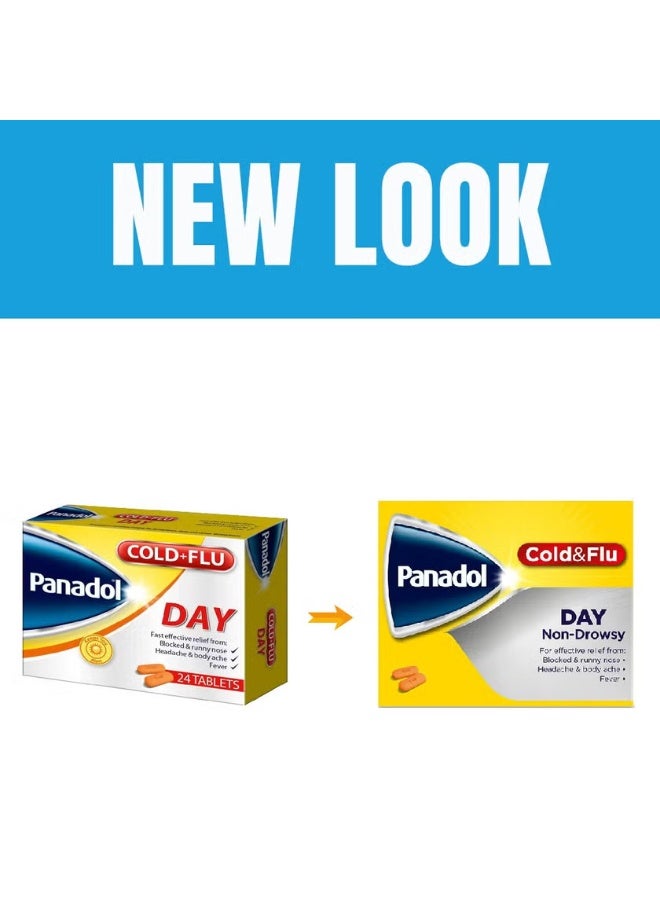Panadol Cold & Flu Day – Non-Drowsy | 24 Caplets | Relief for Blocked Nose, Runny Nose, Headache, Body Ache & Fever - Image 2