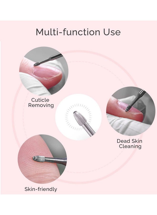 MelodySusie Cuticle Clean Nail Drill Bit 3/32'', Professional Safety Carbide Under Nail Cleaner Nail Bit for Cuticle Dead Skin Nail Prepare, Two Way Rotate, Manicure Nail Salon Supply(Silver, Fine) - Image 5
