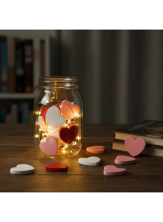 OceanCamel 120 Pieces Small Wooden Heart Cutouts, 3 Assorted Colors Red White Pink, Tiny Wood Heart Confetti for Valentine's Day Wedding Party DIY Craft Supplies,Vase Filler Pastel Wood Cutouts - Image 3