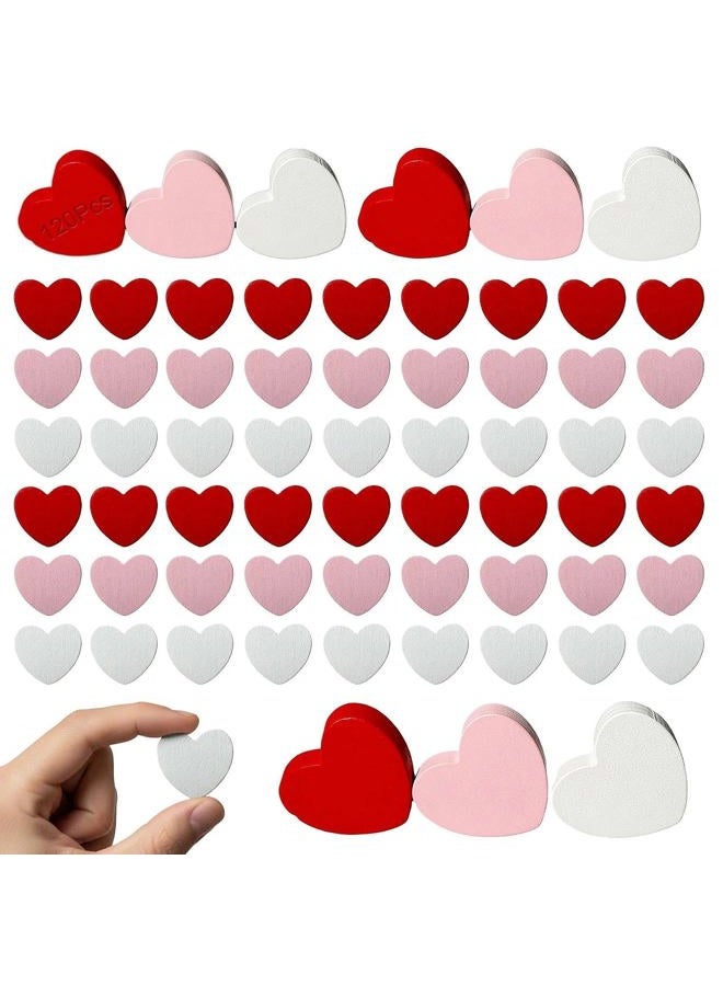 OceanCamel 120 Pieces Small Wooden Heart Cutouts, 3 Assorted Colors Red White Pink, Tiny Wood Heart Confetti for Valentine's Day Wedding Party DIY Craft Supplies,Vase Filler Pastel Wood Cutouts - Image 1