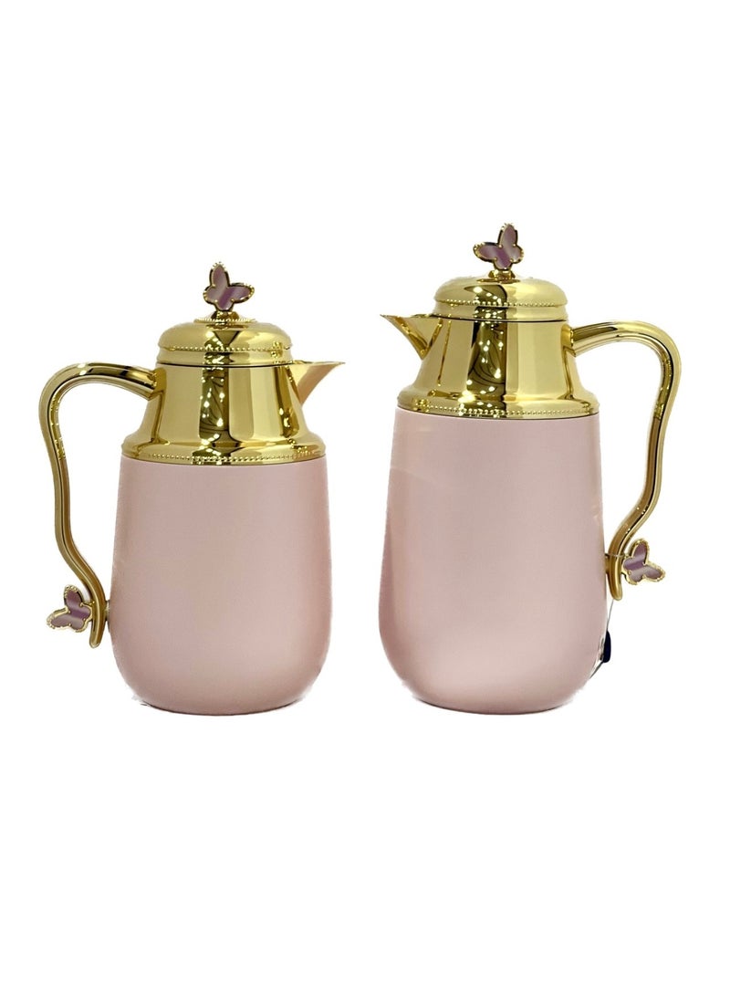 Home Maker 2-Piece  Tea & Coffee Flask Pink / Gold - Image 2