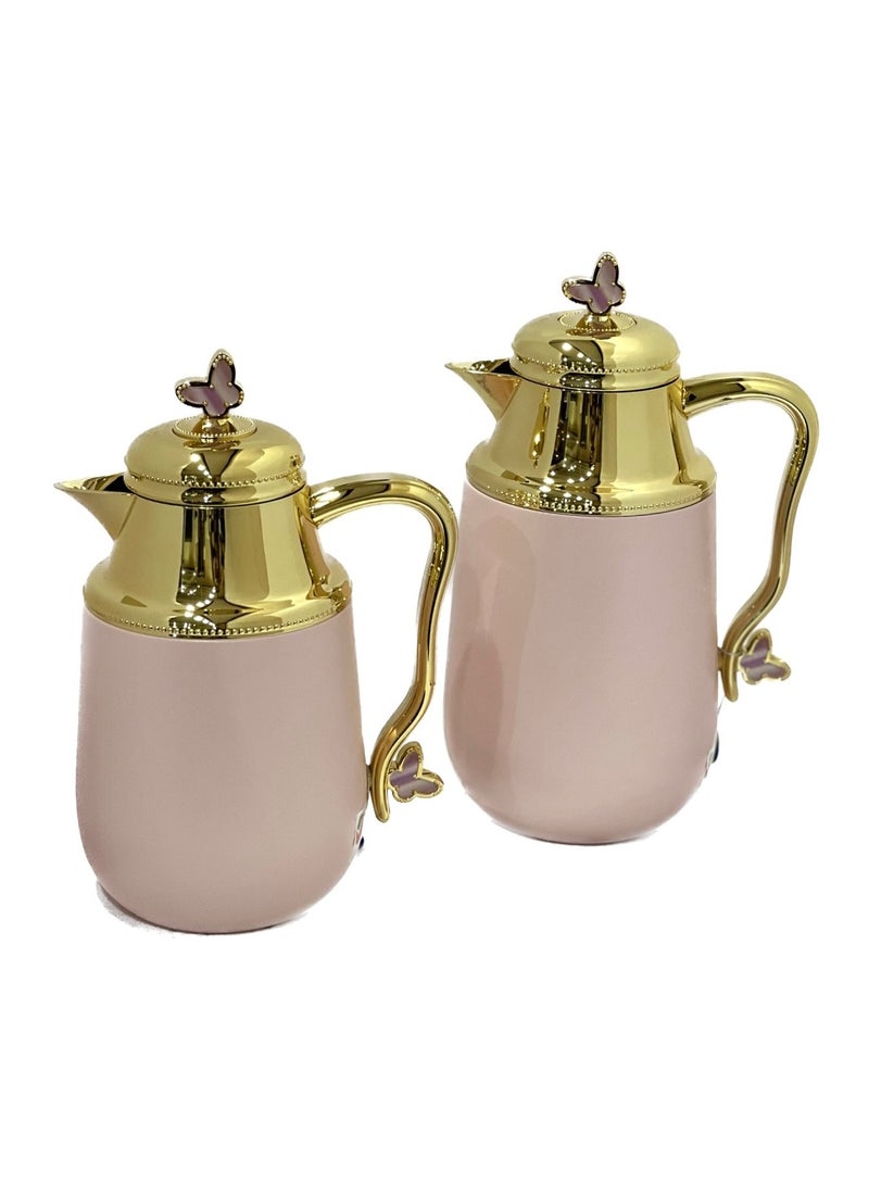 Home Maker 2-Piece  Tea & Coffee Flask Pink / Gold - Image 3