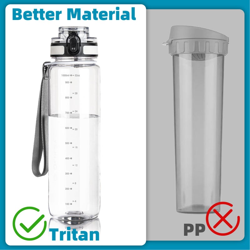 OLDLEY 32 oz Water Bottle, Motivational Water Bottle with Time Marker, Sports Water Bottle With Strap, Leakproof & BPA Free Large Water Bottles for School, Gym, Travel, Outdoor, Tritan, Transparent - Image 3