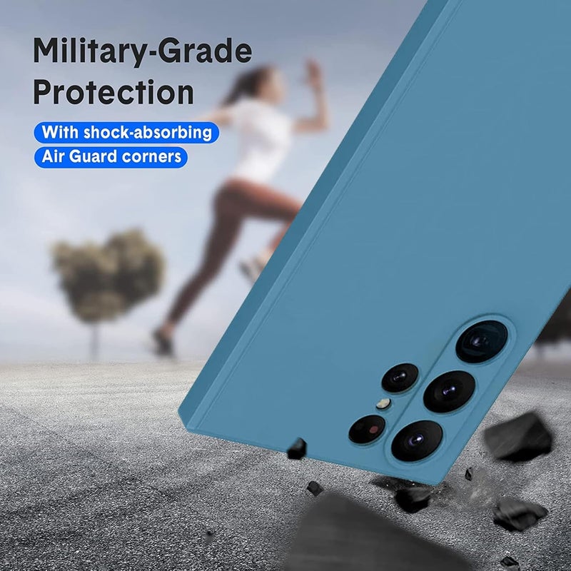 UltiUnison غطاء هاتف سيليكون لـ Samsung Galaxy S23 Ultra، غطاء هاتف ناعم ورقيق من السيليكون مع بطانة من الألياف الدقيقة، غطاء هاتف مقاوم للصدمات لـ Samsung Galaxy S23 Ultra (أزرق) - Image 5
