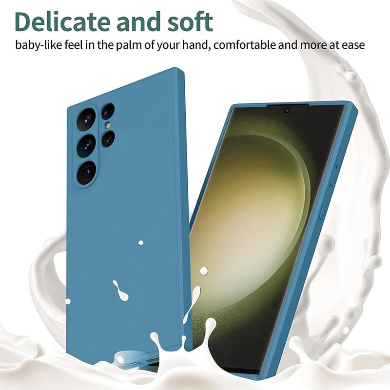 UltiUnison غطاء هاتف سيليكون لـ Samsung Galaxy S23 Ultra، غطاء هاتف ناعم ورقيق من السيليكون مع بطانة من الألياف الدقيقة، غطاء هاتف مقاوم للصدمات لـ Samsung Galaxy S23 Ultra (أزرق) - Image 3