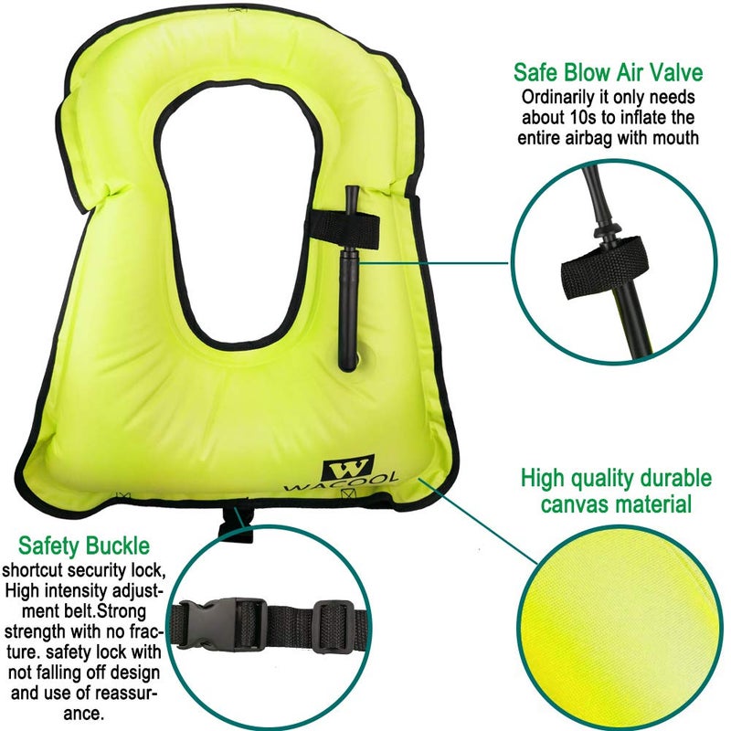 WACOOL Inflatable Snorkel Diving Swimming Scuba Vest Jacket for Adult Youth Kids (Kids, Sky Blue) - Image 4