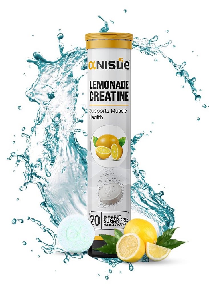 Anisue - Creatine Tablets | Lemonade | Supports Muscle Power, Endurance, & Athletic Performance | Effervescent Tablets Pack of 1 - 20 Tablets - Image 1