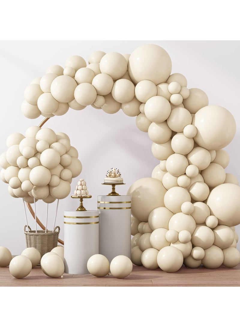 129pcs Sand White Balloons Different Sizes 18 12 10 5 Inches Beige Balloons Garland Arch, White Latex Cream Balloons for Birthday Party Graduation Wedding Anniversary Baby Shower Decoration - Image 1