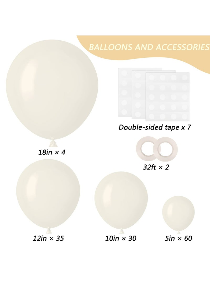 129pcs Sand White Balloons Different Sizes 18 12 10 5 Inches Beige Balloons Garland Arch, White Latex Cream Balloons for Birthday Party Graduation Wedding Anniversary Baby Shower Decoration - Image 2