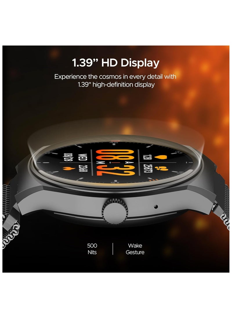 boAt Lunar Comet w/ 1.39" (3.5 cm) HD Display, Advanced Bluetooth Calling, Functional Crown, Multiple Sports Mode,100 Watch Faces, HR & SpO2 Monitoring,IP67, Smart Watch for Men & Women(Metal Grey)