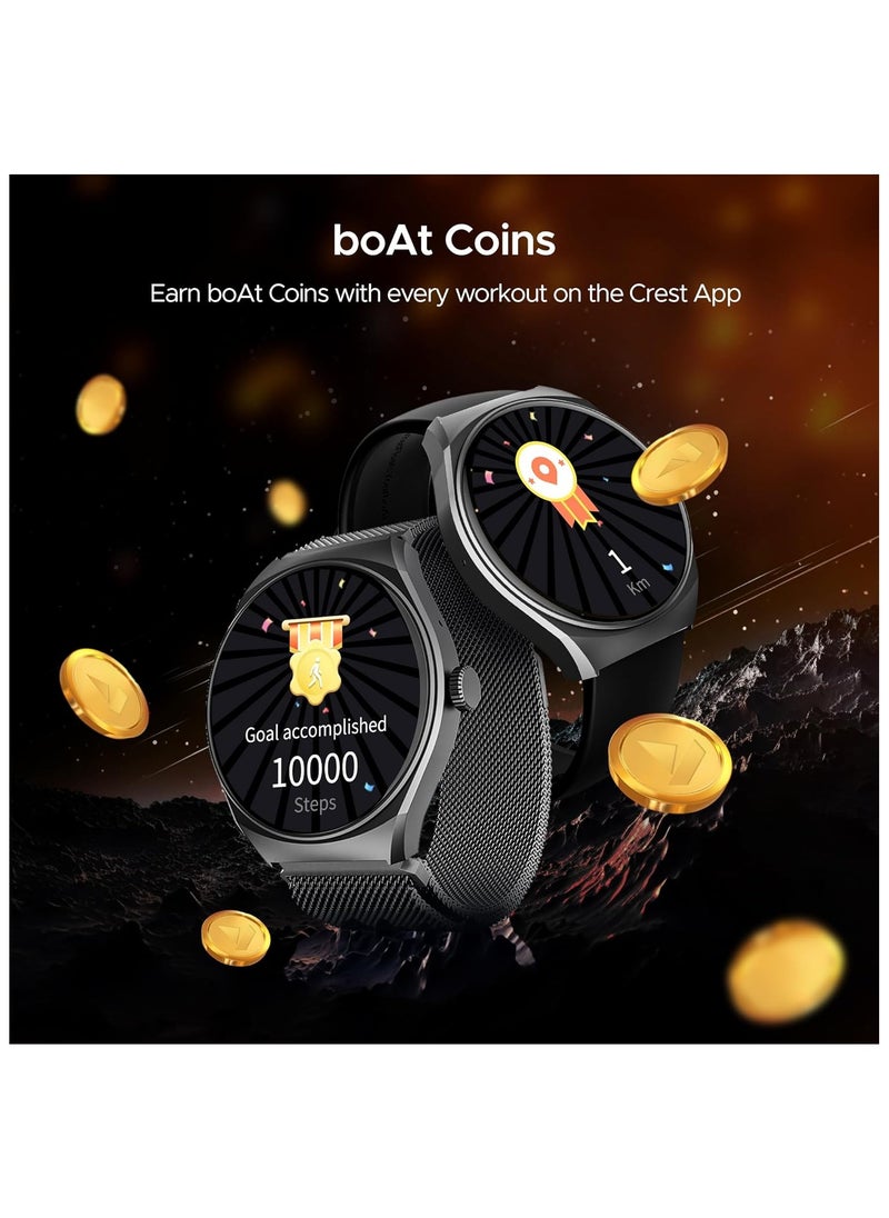 boAt Lunar Comet w/ 1.39" (3.5 cm) HD Display, Advanced Bluetooth Calling, Functional Crown, Multiple Sports Mode,100 Watch Faces, HR & SpO2 Monitoring,IP67, Smart Watch for Men & Women(Metal Grey)