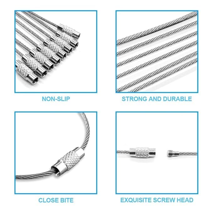 Kidultz (24 Pieces Wire Rope[1.5mm thickness*170mm long] Key Ring cables Stainless Steel Pendant Circle EDC Tool Key Holder Loops for Outdoor, Hiking, Hanging Luggage Tags, Keys and ID Tag Keepers - Image 4
