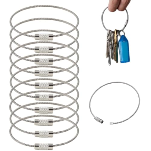 Kidultz (24 Pieces Wire Rope[1.5mm thickness*170mm long] Key Ring cables Stainless Steel Pendant Circle EDC Tool Key Holder Loops for Outdoor, Hiking, Hanging Luggage Tags, Keys and ID Tag Keepers - Image 2