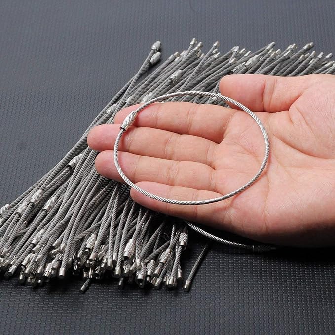 Kidultz (24 Pieces Wire Rope[1.5mm thickness*170mm long] Key Ring cables Stainless Steel Pendant Circle EDC Tool Key Holder Loops for Outdoor, Hiking, Hanging Luggage Tags, Keys and ID Tag Keepers - Image 3