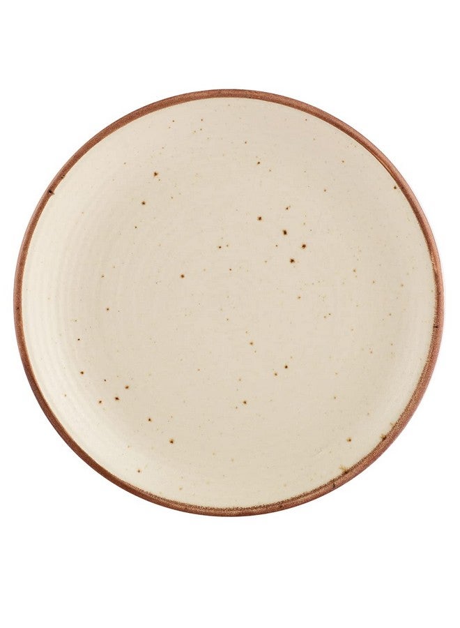 Miah Decor Ceramic Quarter Plates Small Dinner Plates Set of 2 Handcrafted Stoneware Off-White with Brown Rim & grains Serving Platter for Snacks & Dessert Microwave and Dishwasher Safe -Size 7 Inches - Image 5