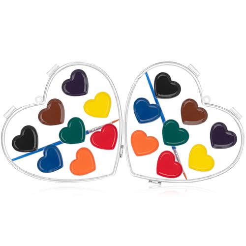 ARTLYMERS Watercolor Paint Set, 2 Pack Heart Water Color Paint Sets for Kids with Paintbrush Washable, Valentines Gifts Art Supplies for Preschool Classroom Party Favor Prizes Exchange - Image 1