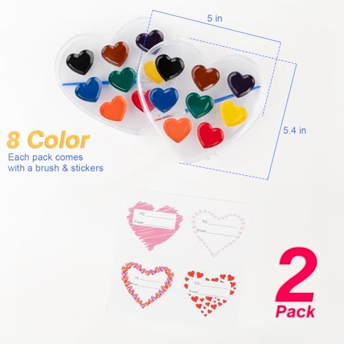 ARTLYMERS Watercolor Paint Set, 2 Pack Heart Water Color Paint Sets for Kids with Paintbrush Washable, Valentines Gifts Art Supplies for Preschool Classroom Party Favor Prizes Exchange - Image 3
