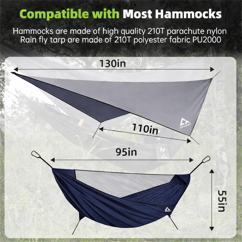 CROSSHIP Camping Hammock with Mosquito Net and RainFly Tarp - 2 Person Hammock, Portable Parachute Nylon Hammock for Outdoor, Hiking, Backpacking, Backyard, Travel (Up to 500lbs) - Midnight Blue - Image 2
