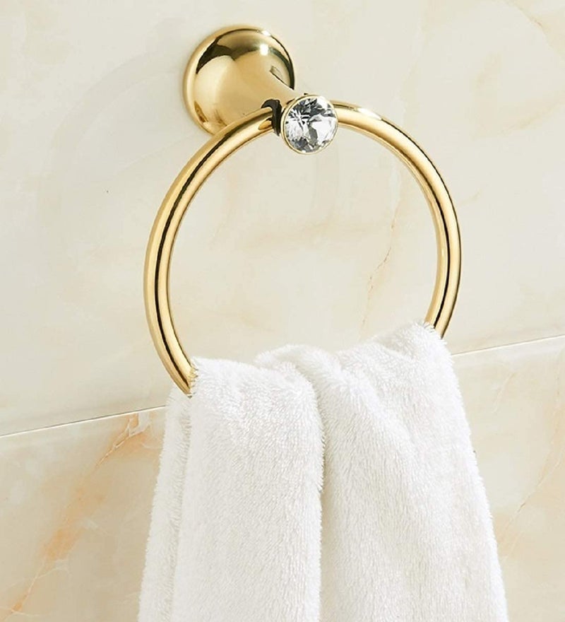 24x7 eMall Gold Towel Ring Golden Victorian Round Towel Hanger for Bathroom and Kitchen, Stainless Steel. - Image 3