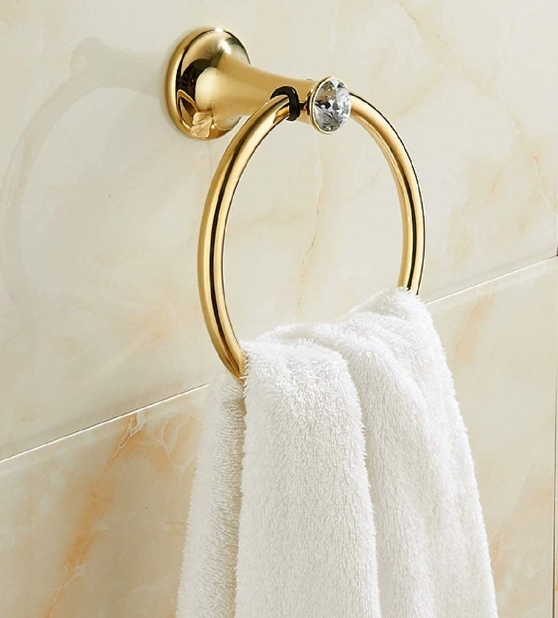 24x7 eMall Gold Towel Ring Golden Victorian Round Towel Hanger for Bathroom and Kitchen, Stainless Steel. - Image 2
