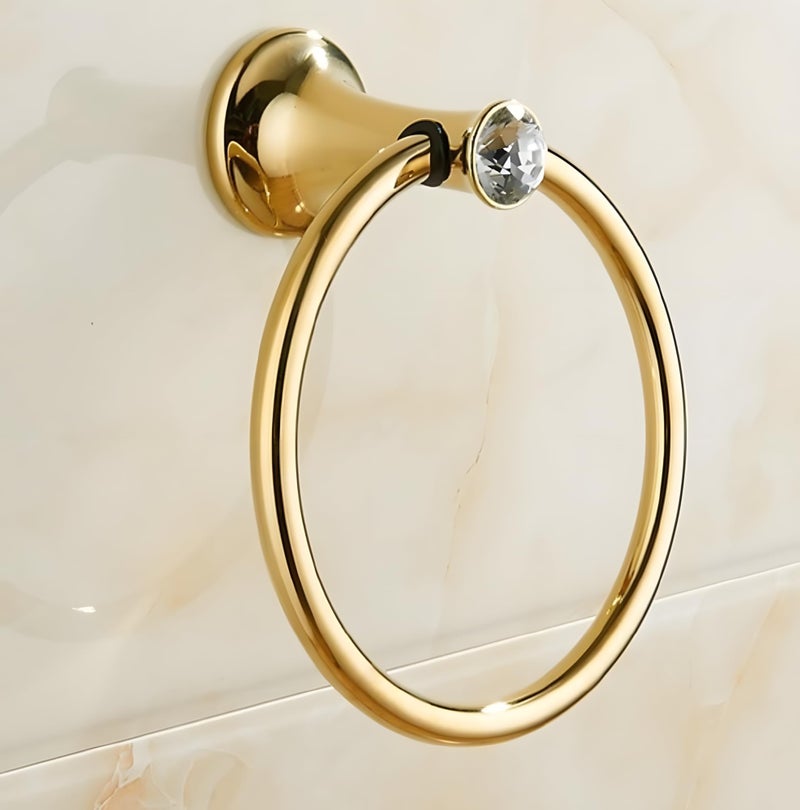 24x7 eMall Gold Towel Ring Golden Victorian Round Towel Hanger for Bathroom and Kitchen, Stainless Steel. - Image 1