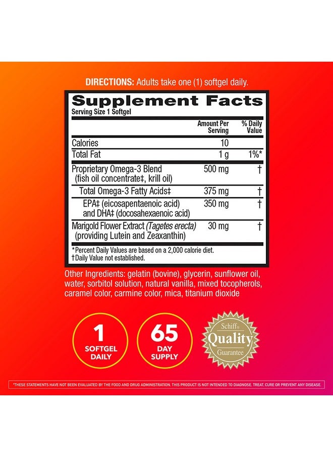 Megared - Omega3 Blend Total Body + Refresh 500Mg Softgels (65 Count In A Bottle) Easily Absorbed Krill Oil To Support Your Heart Joints Brain & Eyes - Image 1